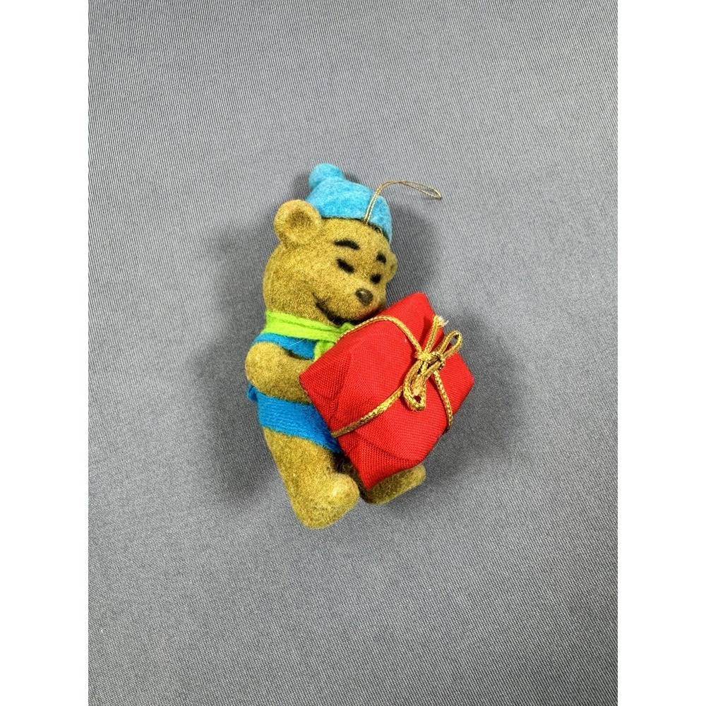 Vintage Flocked Christmas Winnie the Pooh by Walt Disney Productions Hong Kong